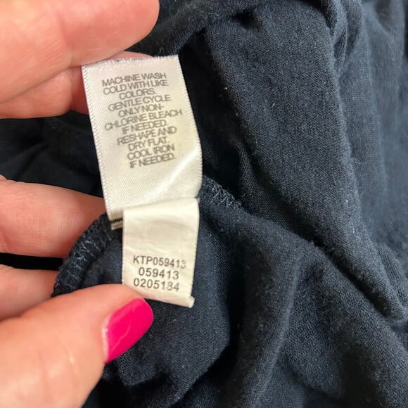 J. Jill V-Neck Tank Front Buttons‎ Linen Blend Navy Blue Womens Large Tall - Picture 8 of 12